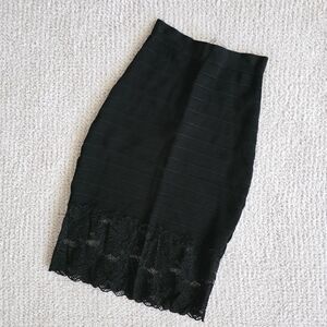 Bebe Lace Trim Pencil Skirt